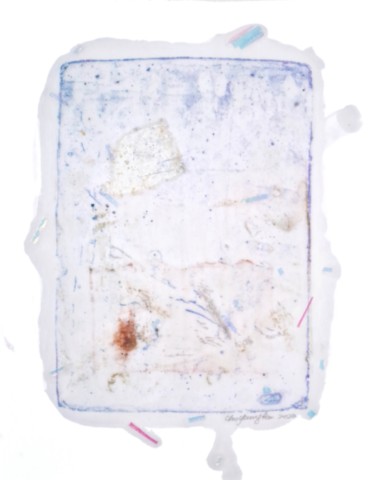Sans titre , 29.5 x 42 cm,  Technique mixte (monotype, paillette) sur papier,  2022